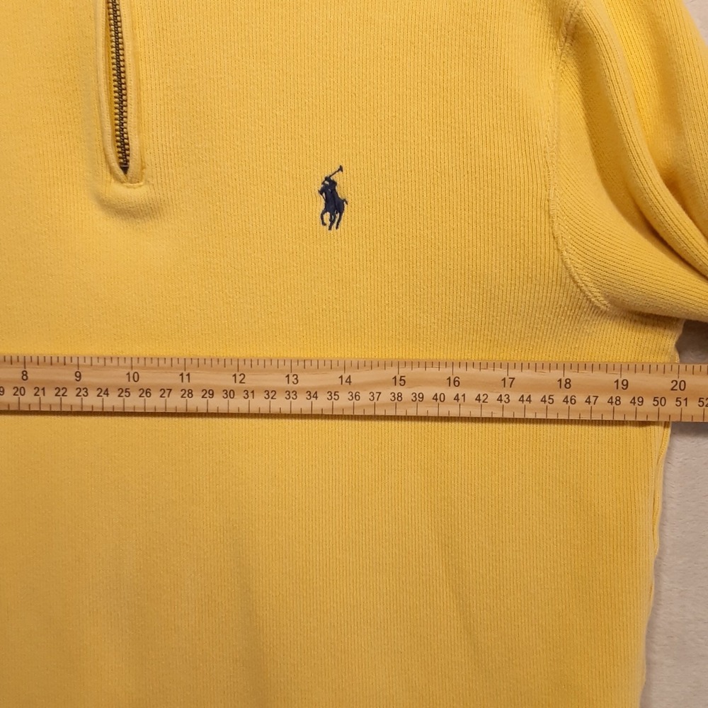 Vintage Mens Polo Ralph Lauren  1/4 Zip Pullover Sweater Sz.S/Yellow/Blue Pony - Picture 8 of 10